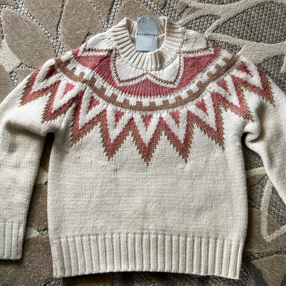 Silverflint Womens Sweater Size XS Fair Isle Metallic Knit